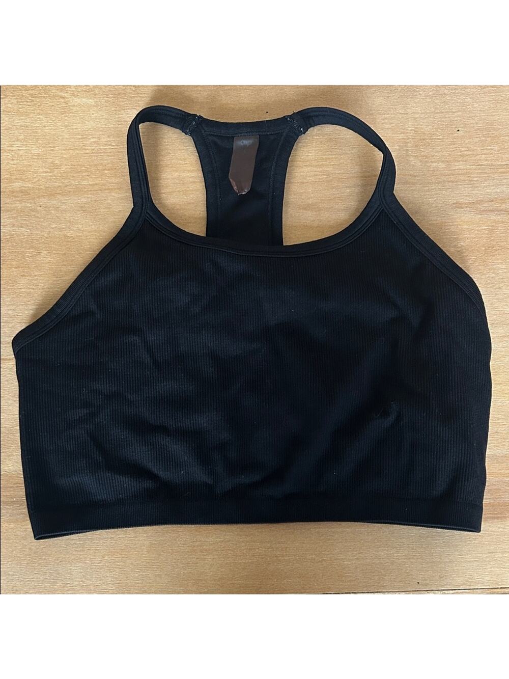 Dip Black Ribbed Crop Top Sports Bra Large